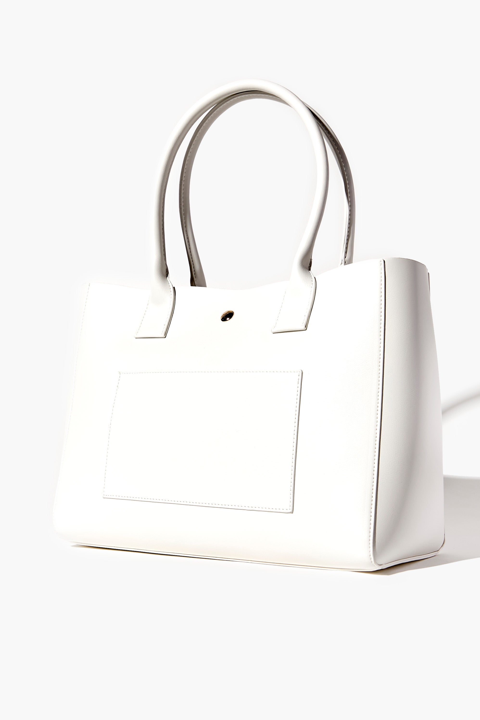 White Faux Leather Tote Bag