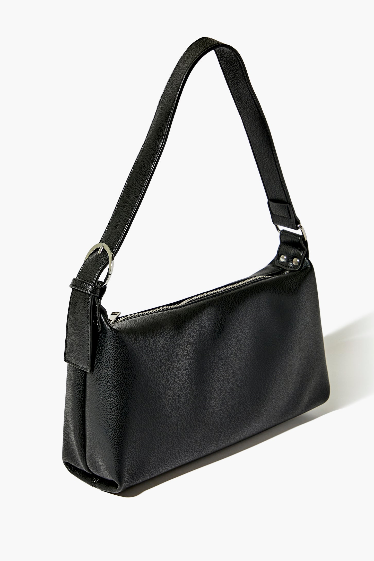 Black Faux Leather Shoulder Bag  1