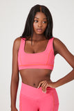 Hot pink/Neon Orange Contrast-Seam Sports Bra