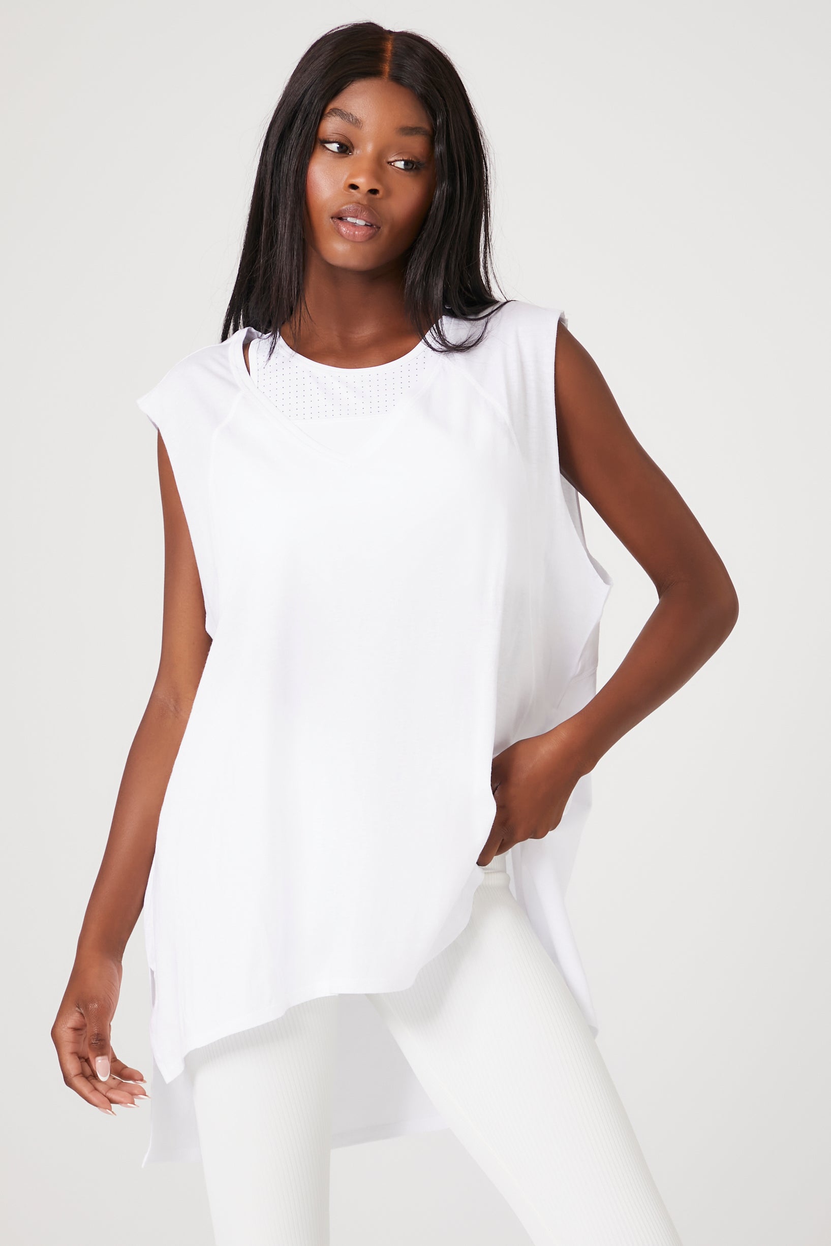 White Active Oversized Muscle Tee