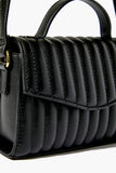 Black Quilted Faux Leather Crossbody Bag 6