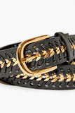 Black/gold Chain-Link Faux Leather Belt 1