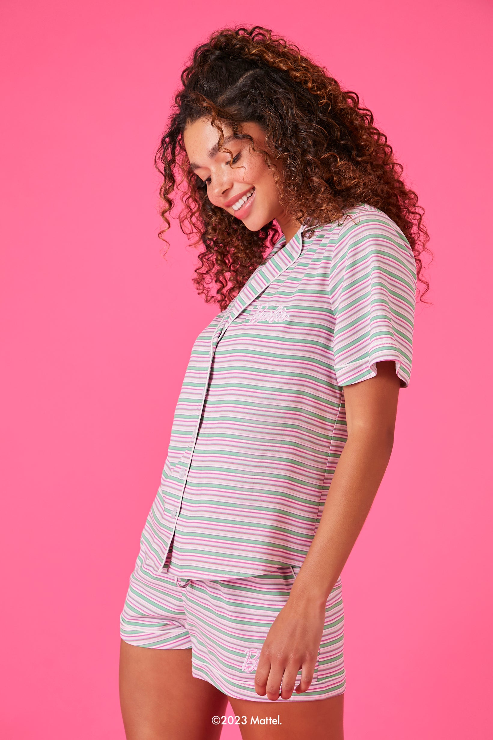 Pinkmulti Barbie Shirt & Shorts Pajama Set 1