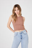 Almond Sweater-Knit Cropped Tank Top
