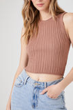 Almond Sweater-Knit Cropped Tank Top 1