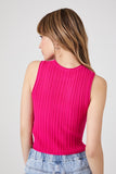 Hot Pink Sweater-Knit Cropped Tank Top 4
