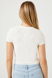White Hibiscus Print Sweater-Knit Tee 3
