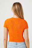 Orange Hibiscus Print Sweater-Knit Tee 3
