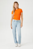 Orange Hibiscus Print Sweater-Knit Tee 4