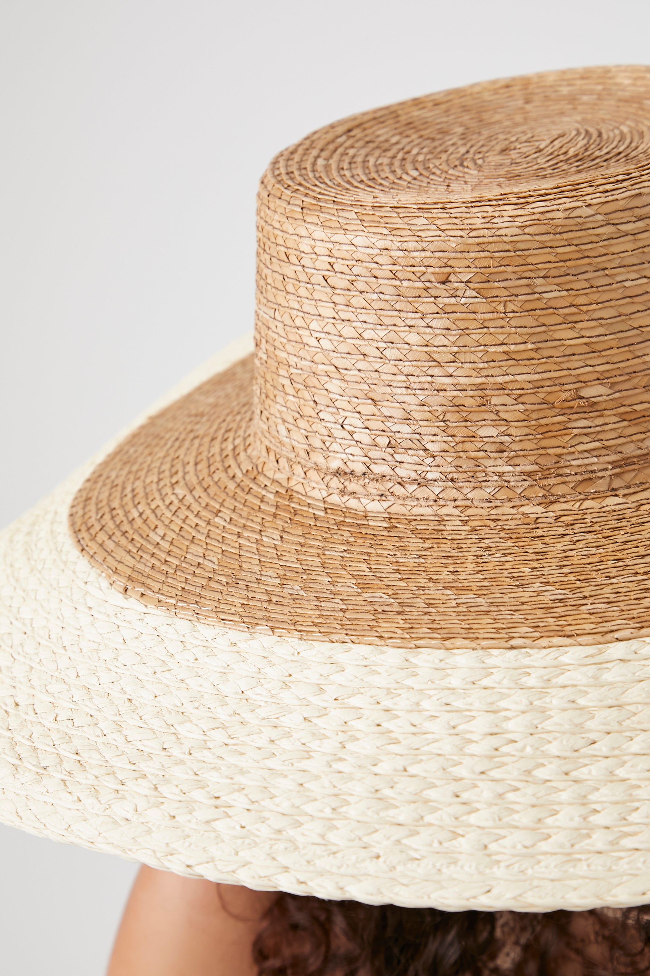 Naturalcream Colorblock Straw Panama Hat 1