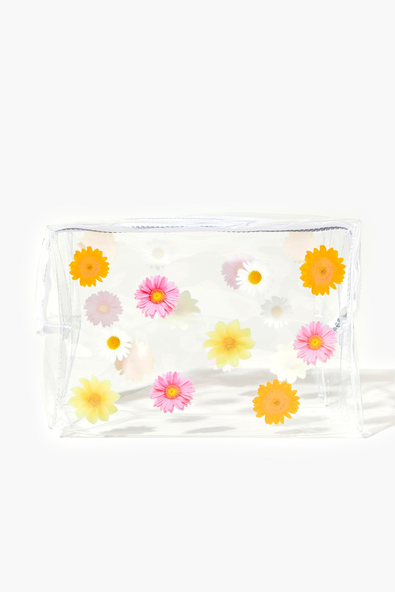 Clear/multi Floral Print Makeup Bag