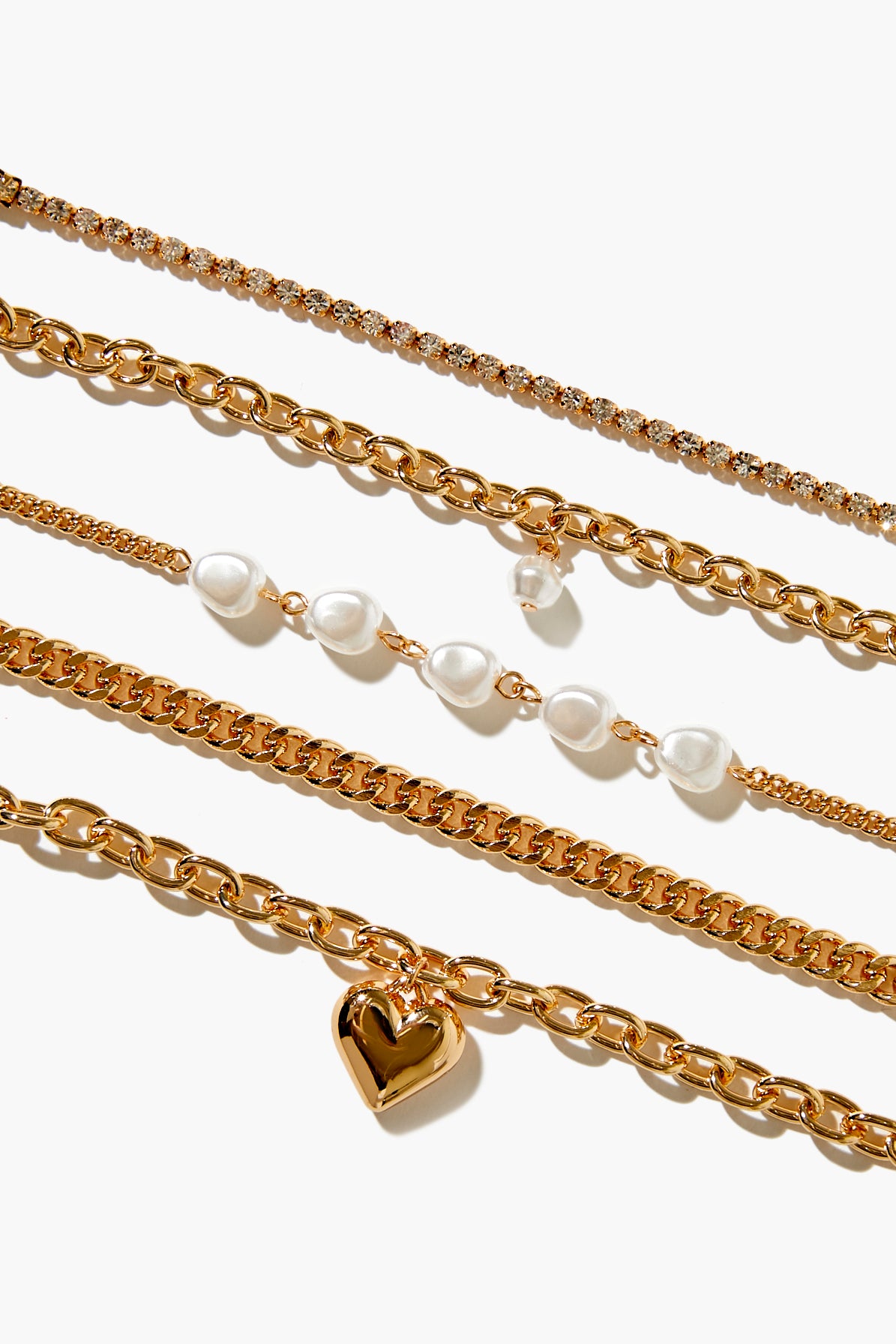 Goldclear Faux Pearl Chain Bracelet Set