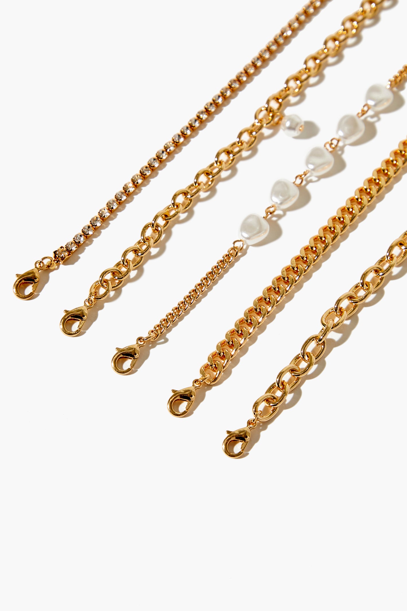 Goldclear Faux Pearl Chain Bracelet Set 2