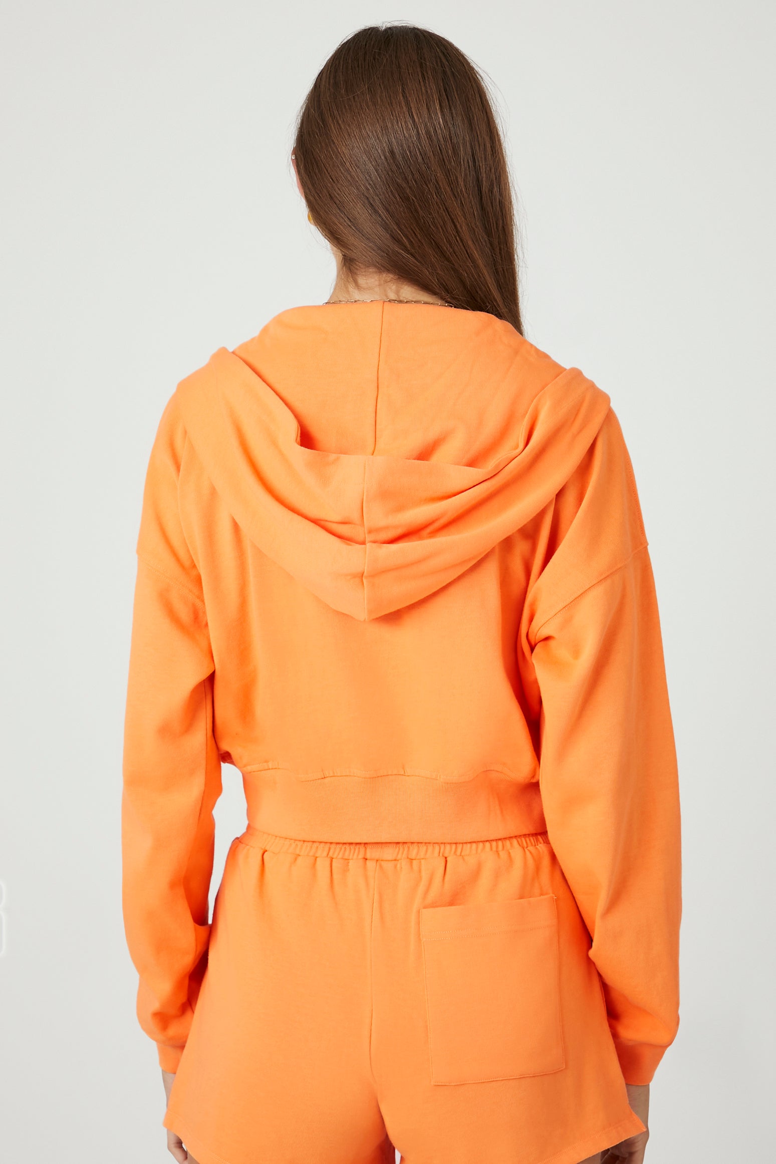 Cantaloupe Cropped Zip-Up Hoodie 3