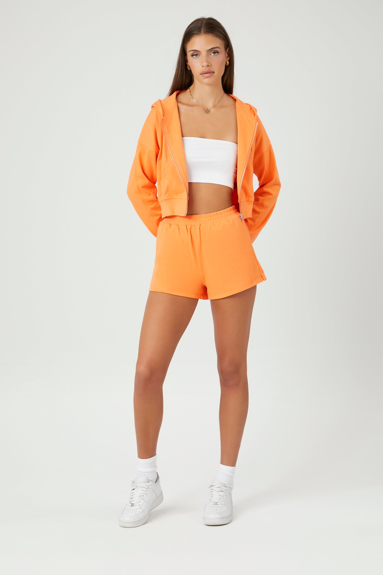 Cantaloupe Cropped Zip-Up Hoodie 4