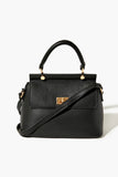 Black Faux Leather Baguette Shoulder Bag 4