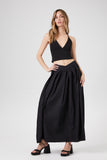 Black Pleated Poplin Maxi Skirt