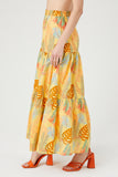 Yellow/multi Tropical Print Tiered Maxi Skirt 5