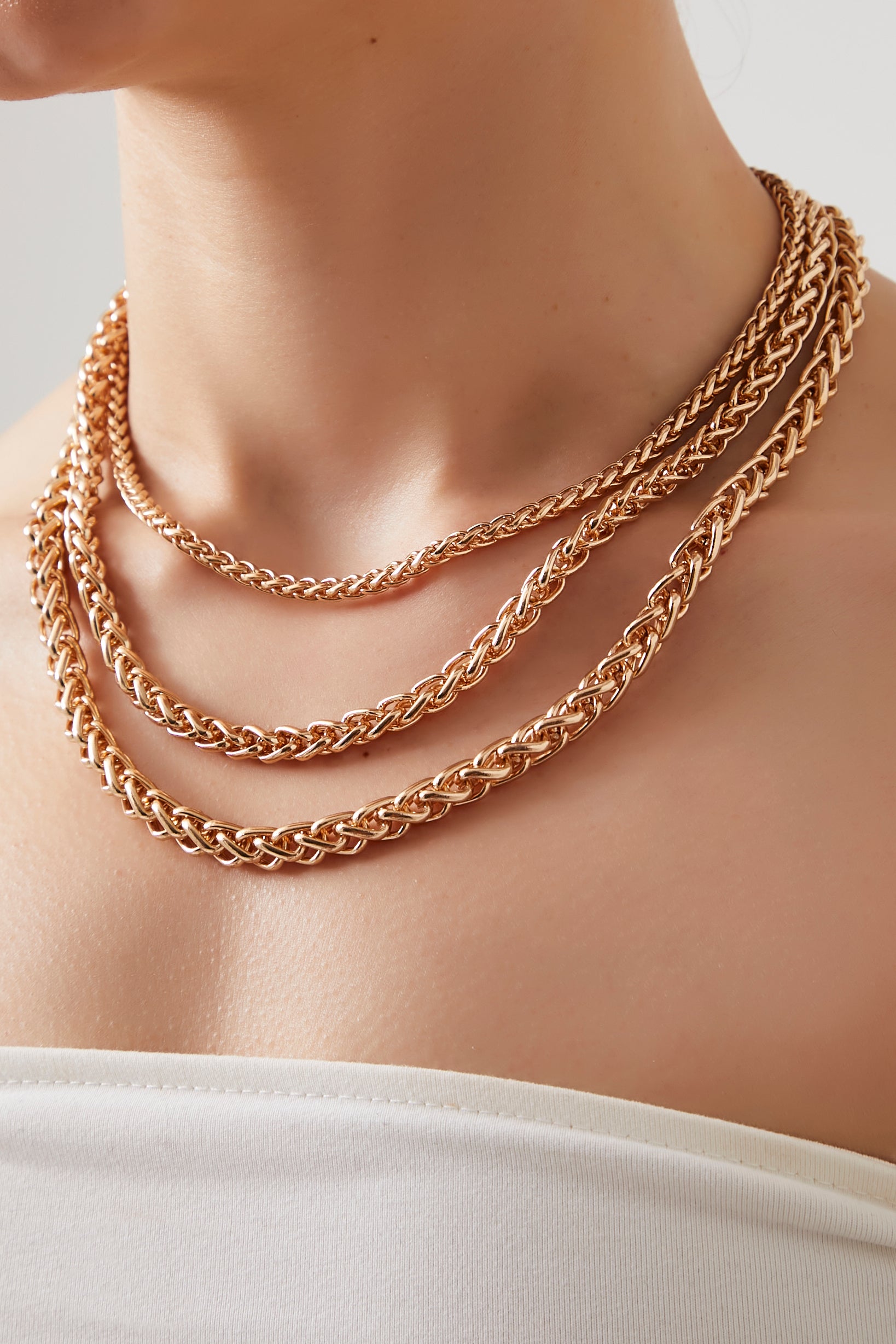 Gold Foxtail Chain Layered Necklace 1