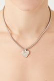 Silver  Heart Pendant Snake Chain Necklace
