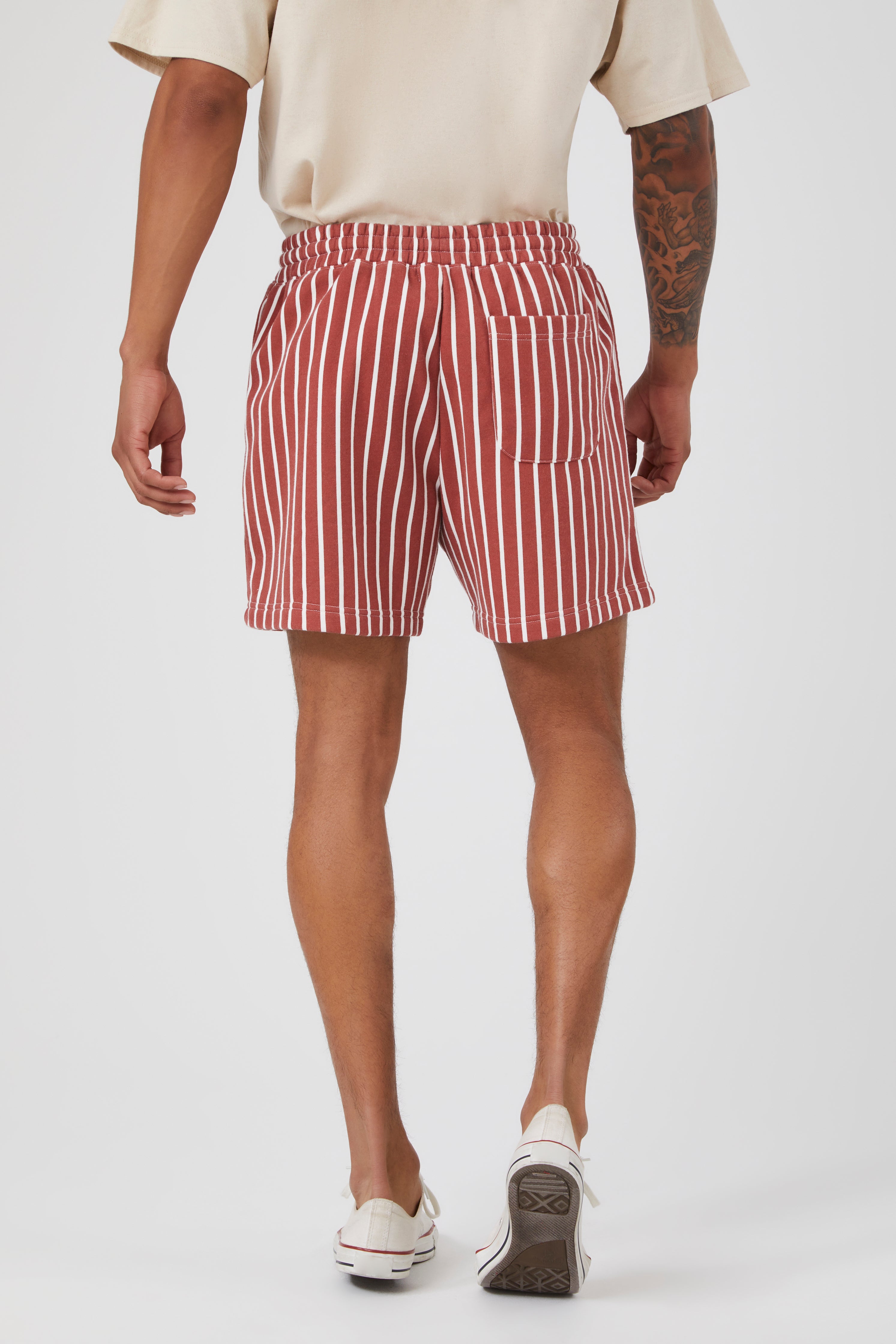 Rustwhite French Terry Striped Shorts 3