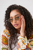 Gold/Olive Oval Tinted Sunglasses 1