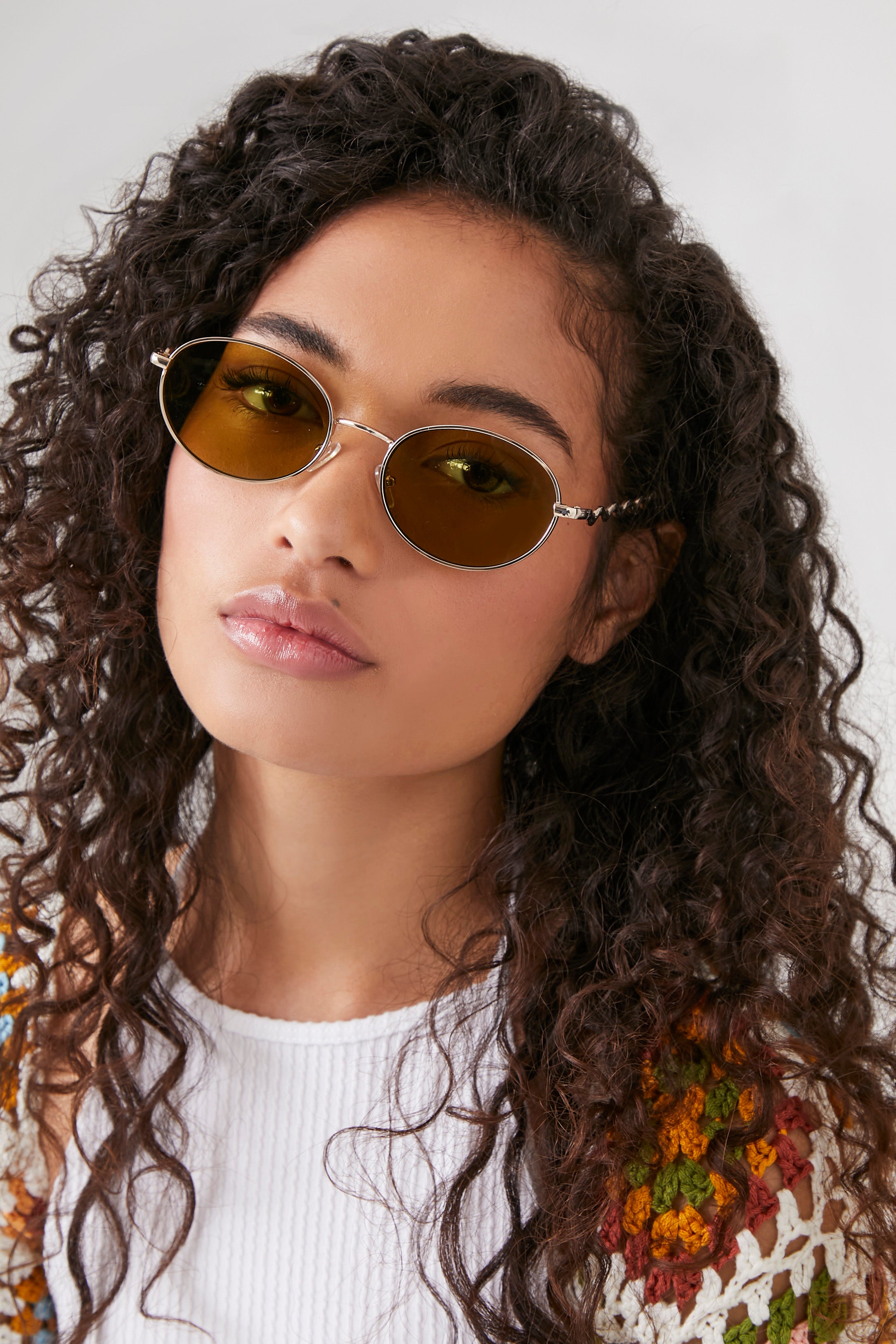 Gold/Olive Oval Tinted Sunglasses