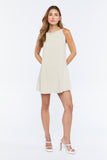 Ash Brown Drop-Waist Sleeveless Mini Dress