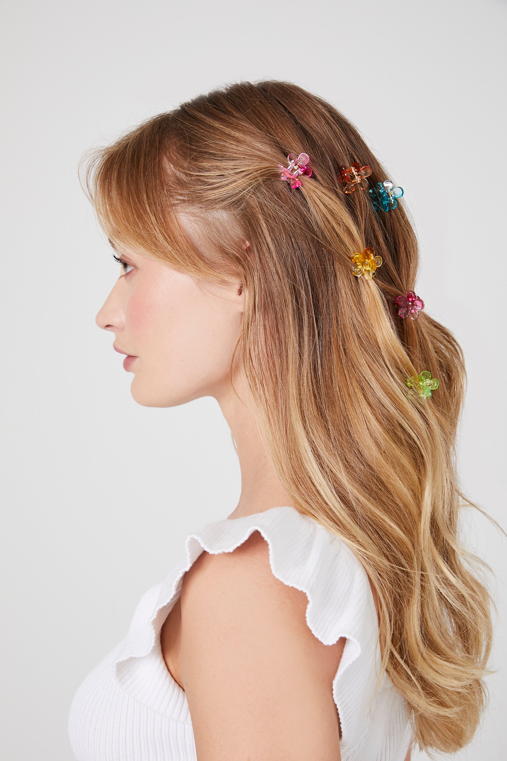 Pink/multi Flower Hair Claw Clip Set