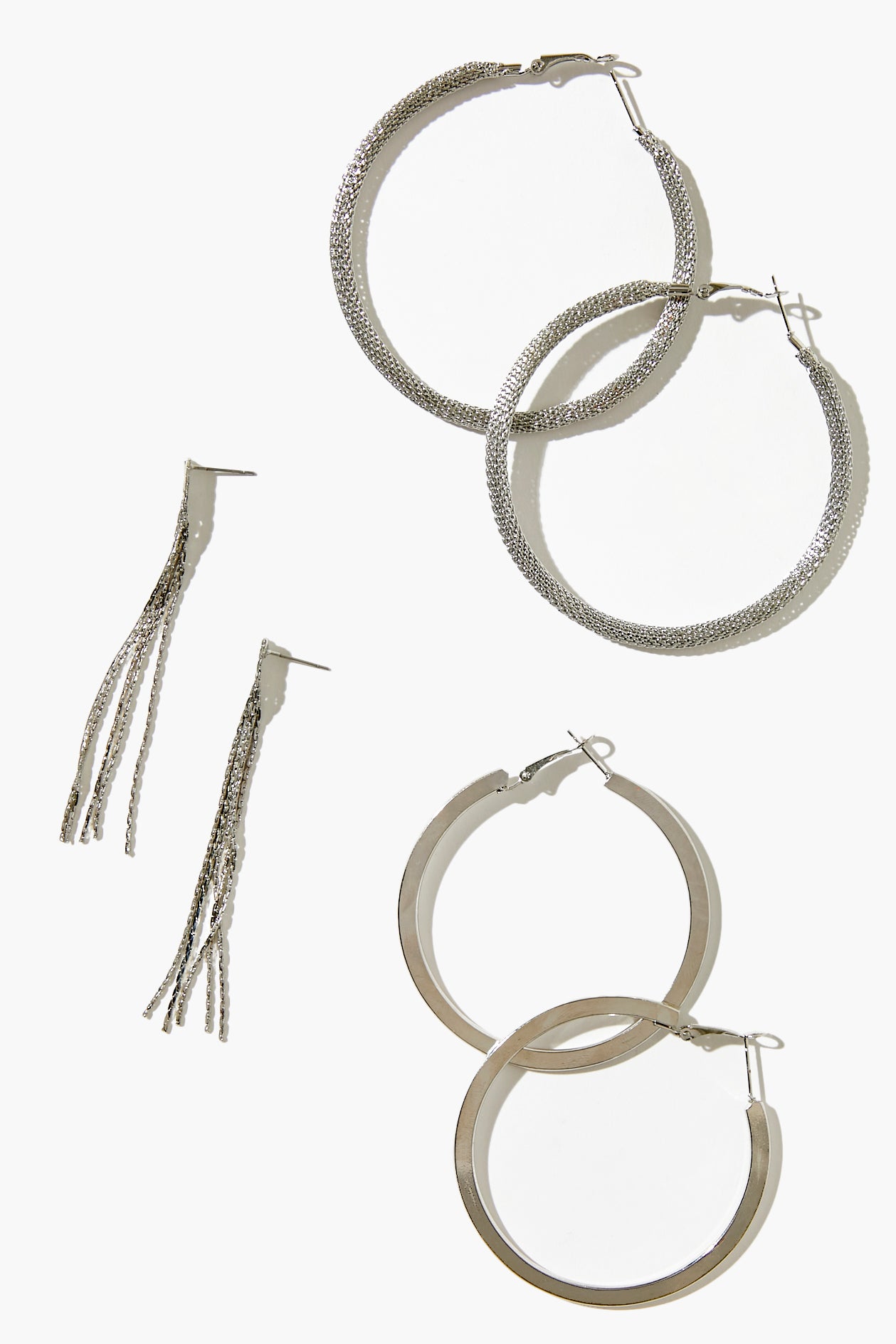 Silver Braided Hoop Earring Set