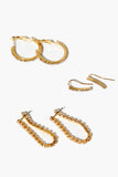 Gold/clear Rhinestone Hoop Earring Set