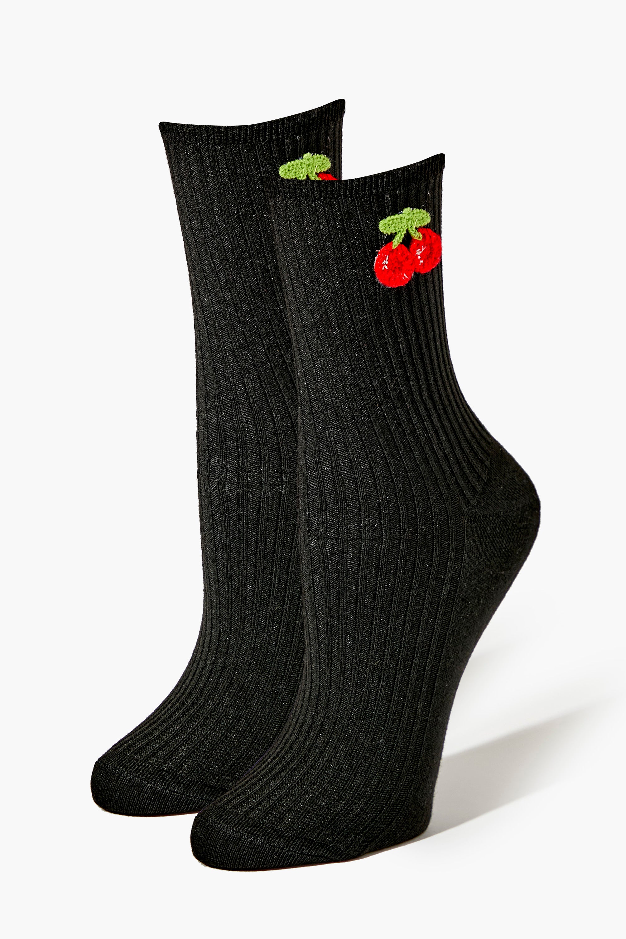 Blackmulti Cherry Print Crew Socks
