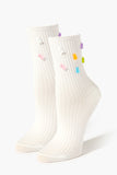 whitemulti Embroidered Crew Socks