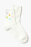 whitemulti Embroidered Crew Socks 1