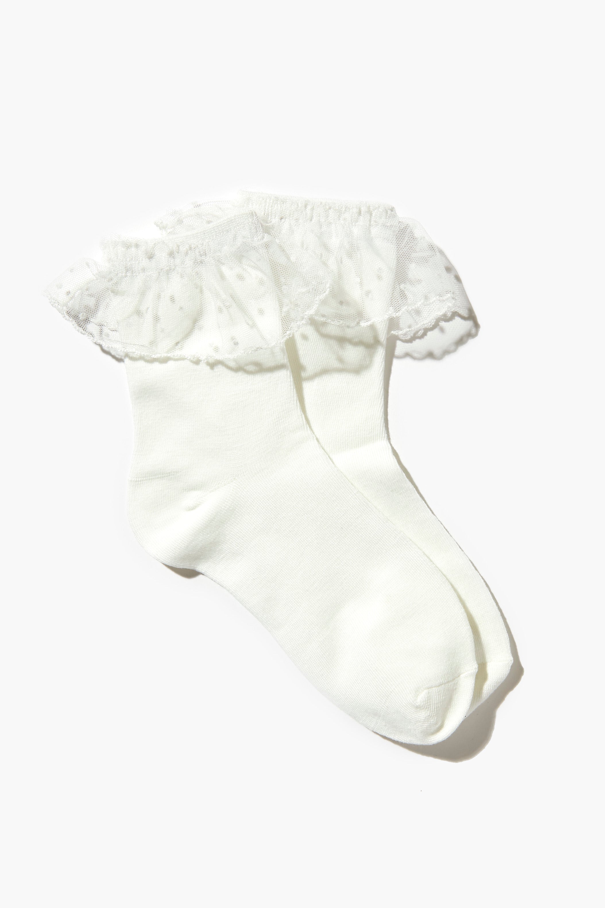 White Lace-Trim Crew Socks 1