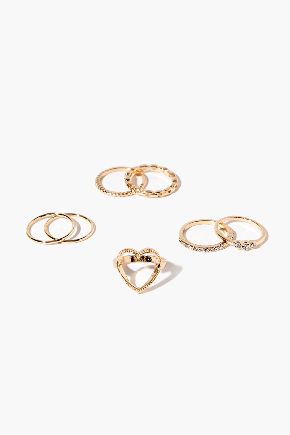 Gold Assorted Heart Ring Set