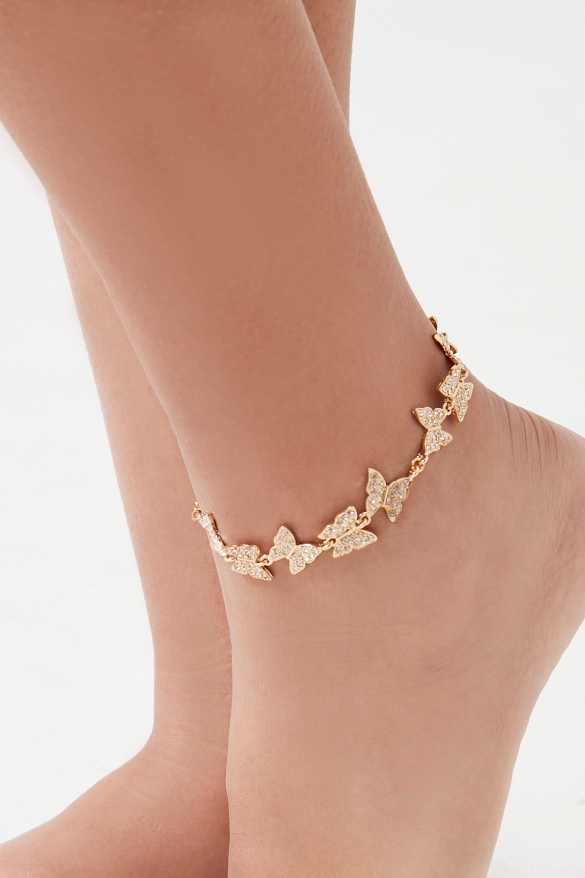 Goldclear Rhinestone Butterfly Anklet 1