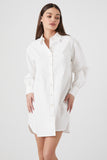 White Poplin Mini Shirt Dress