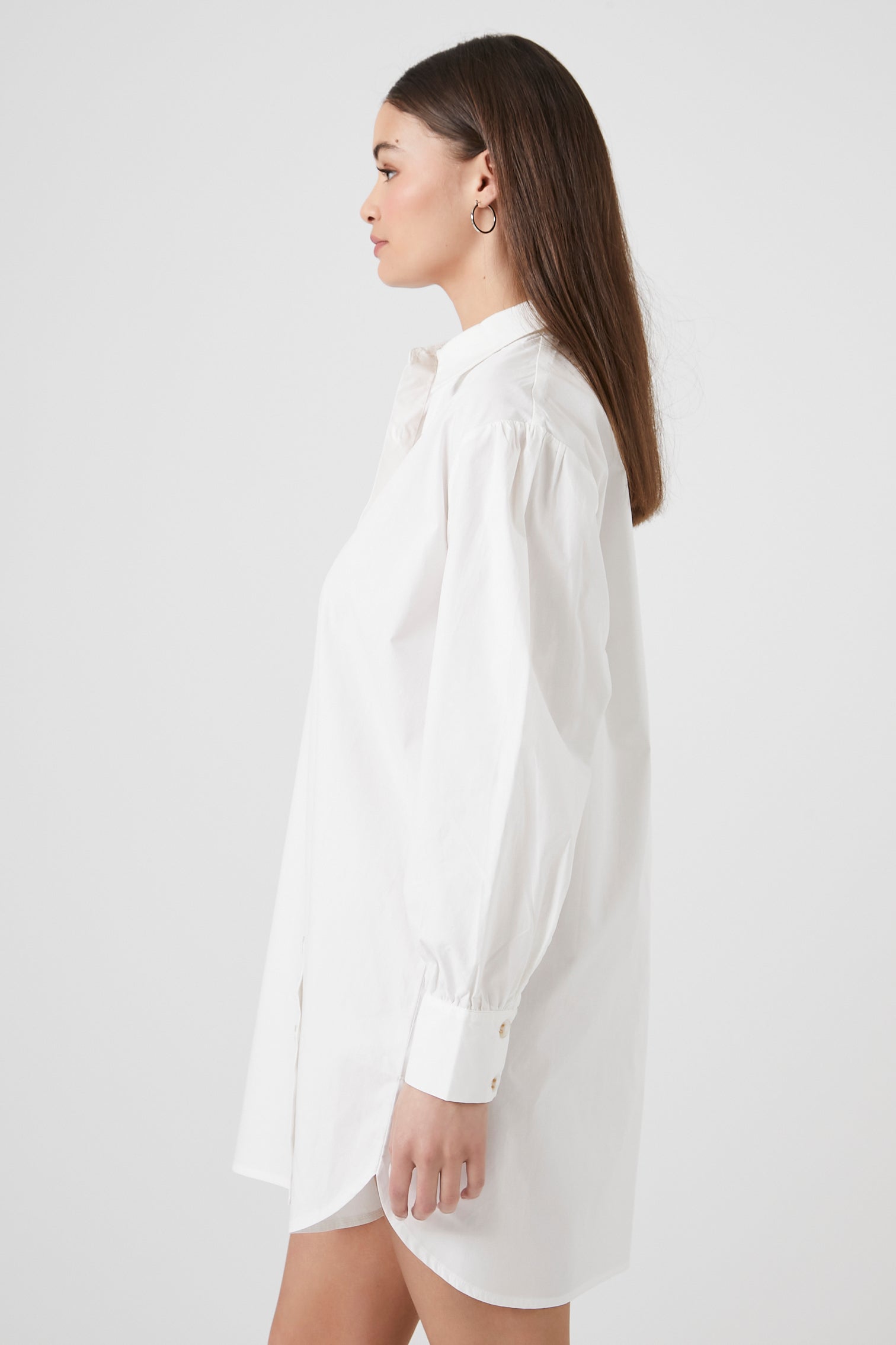 White Poplin Mini Shirt Dress 1