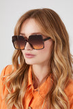 Brown/Peach Oversized Square Sunglasses