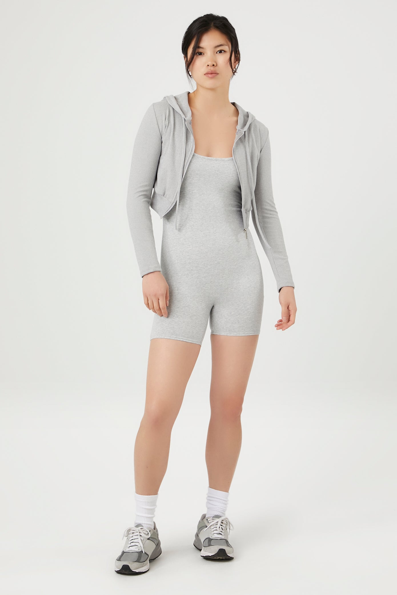 Heather Grey Fitted Scoop-Neck Romper 9