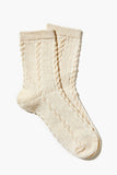 Oatmeal Cable Knit Crew Socks 1