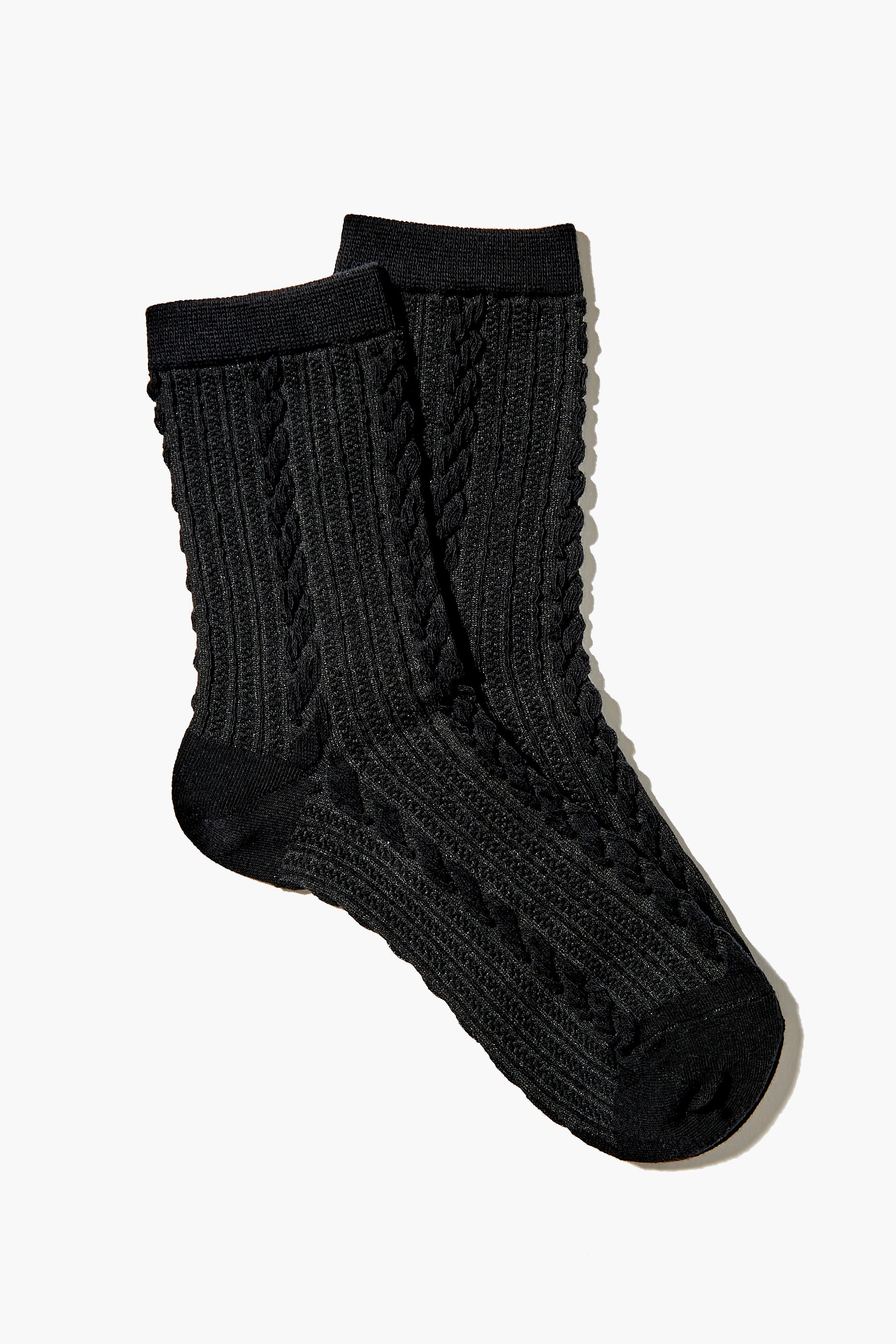 Black Cable Knit Crew Socks 1