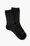 Black Cable Knit Crew Socks 1