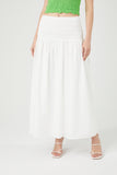 White Smocked Poplin Midi Skirt 1