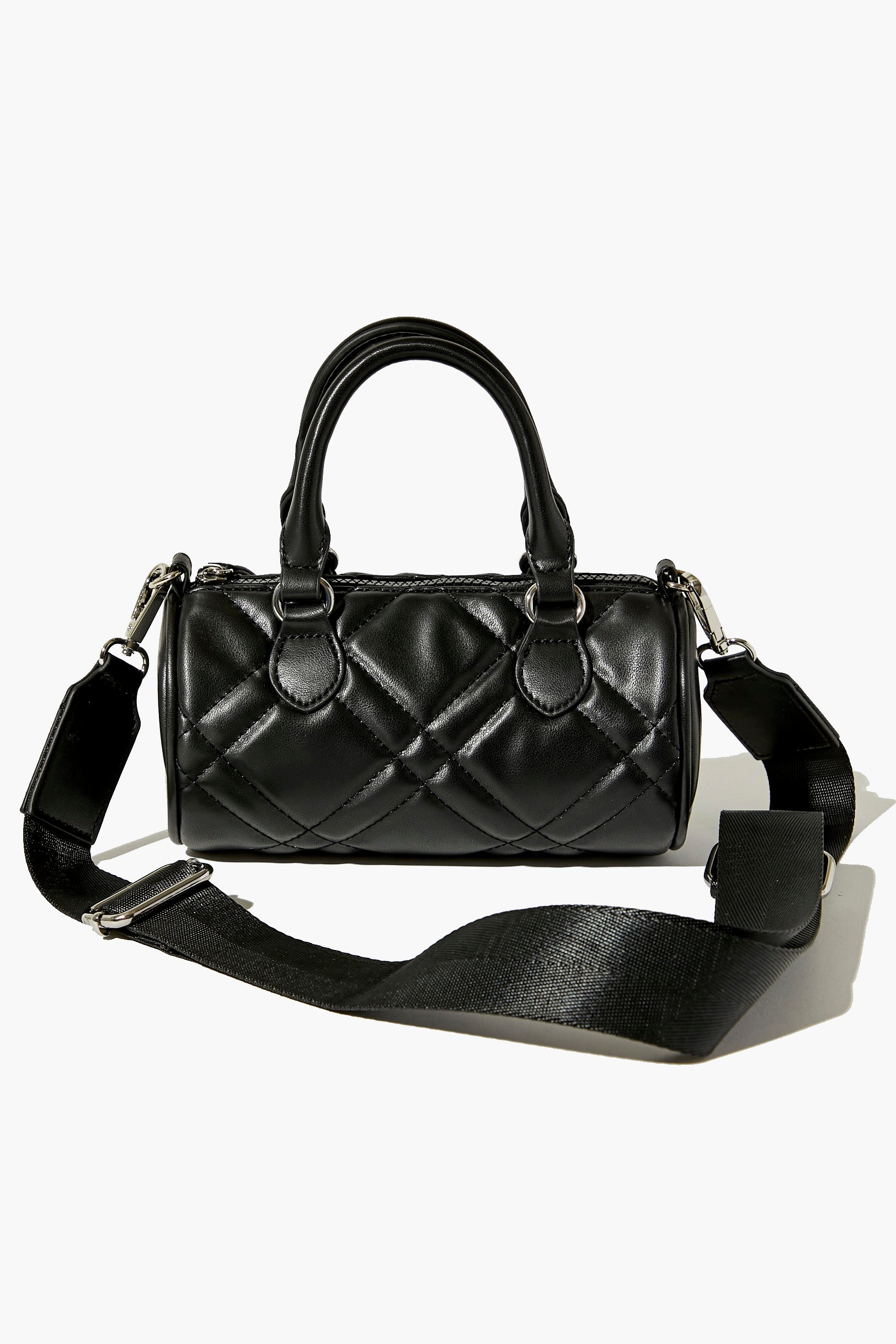 Black Faux Leather Quilted Crossbody Bag 3