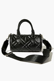 Black Faux Leather Quilted Crossbody Bag 3