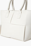 White Faux Leather Basketwoven Tote Bag 4