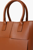 Brown Faux Leather Basketwoven Tote Bag 4