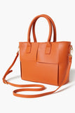 Orange Faux Leather Basketwoven Tote Bag 4